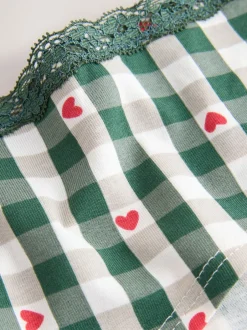 Next - Lot de 4 culottes en coton et dentelle Cœur rouge/vert à carreaux Sale