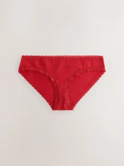 Next - Lot de 4 culottes en coton et dentelle Cœur rouge/vert à carreaux Hot