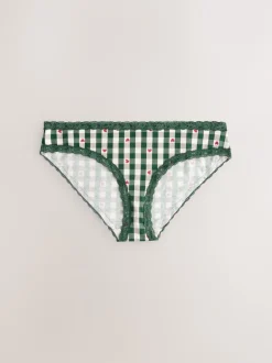Next - Lot de 4 culottes en coton et dentelle Cœur rouge/vert à carreaux Hot