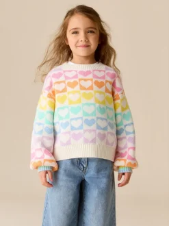 Little Bird by Jools Oliver Cœurs arc-en-ciel pastel - pull color block en maille Best