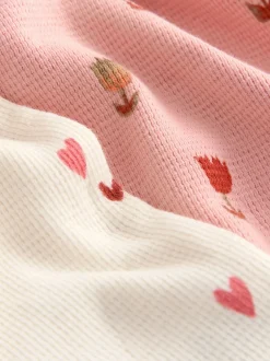 Next Cœurs écru/rose - Lot de 2 pyjamas gaufrés (9mois à12ans) Sale