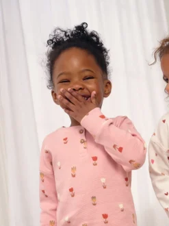 Next Cœurs écru/rose - Lot de 2 pyjamas gaufrés (9mois à12ans) Sale