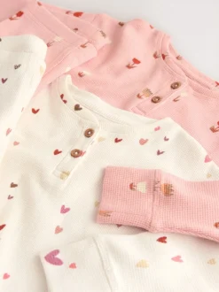 Next Cœurs écru/rose - Lot de 2 pyjamas gaufrés (9mois à12ans) Sale
