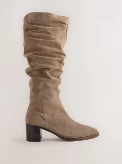 Next Daim brun taupe - Bottes Forever Comfort® souples à talons hauts et talons carrés New
