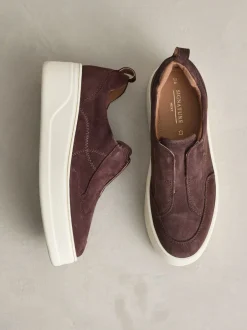 Next Daim marron chocolat - Baskets Signature en cuir à plateforme compensée épaisse Best