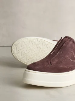 Next Daim marron chocolat - Baskets Signature en cuir à plateforme compensée épaisse Best