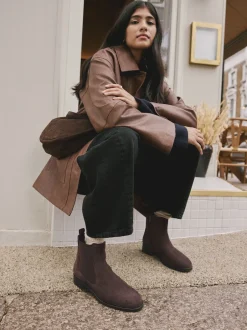 Next - Bottines Chelsea ultra confortables Daim marron chocolat New