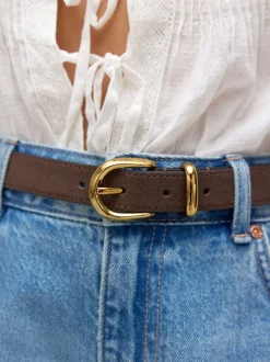 Next Daim marron chocolat - Ceinture mi-longue N. Premium Made In Italy Sale