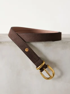 Next Daim marron chocolat - Ceinture mi-longue N. Premium Made In Italy Sale