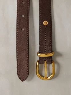 Next Daim marron chocolat - Ceinture mi-longue N. Premium Made In Italy Sale