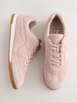Next Daim rose - Baskets à lacets avec panneau de coutures en cuir Discount