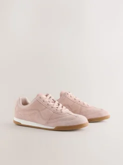 Next Daim rose - Baskets à lacets avec panneau de coutures en cuir Discount
