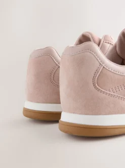 Next Daim rose - Baskets à lacets avec panneau de coutures en cuir Discount