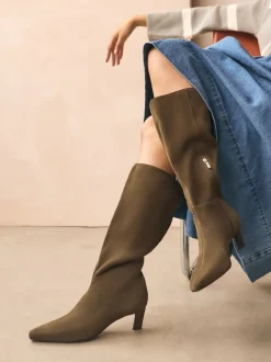 Next Daim vert kaki - Bottes à talons Forever Comfort® à bout pointu New