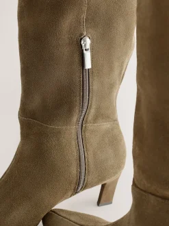 Next Daim vert kaki - Bottes à talons Forever Comfort® à bout pointu New