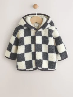 Next Damier gris anthracite - Veste à capuche en Borg pour bébé (0-18mois) New
