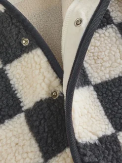 Next Damier gris anthracite - Veste à capuche en Borg pour bébé (0-18mois) New