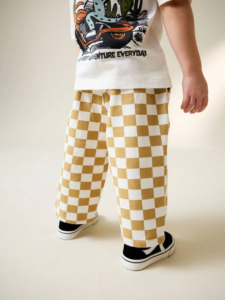 Next - Pantalon large à enfiler (3mois-7ans) Damier jaune/blanc Hot