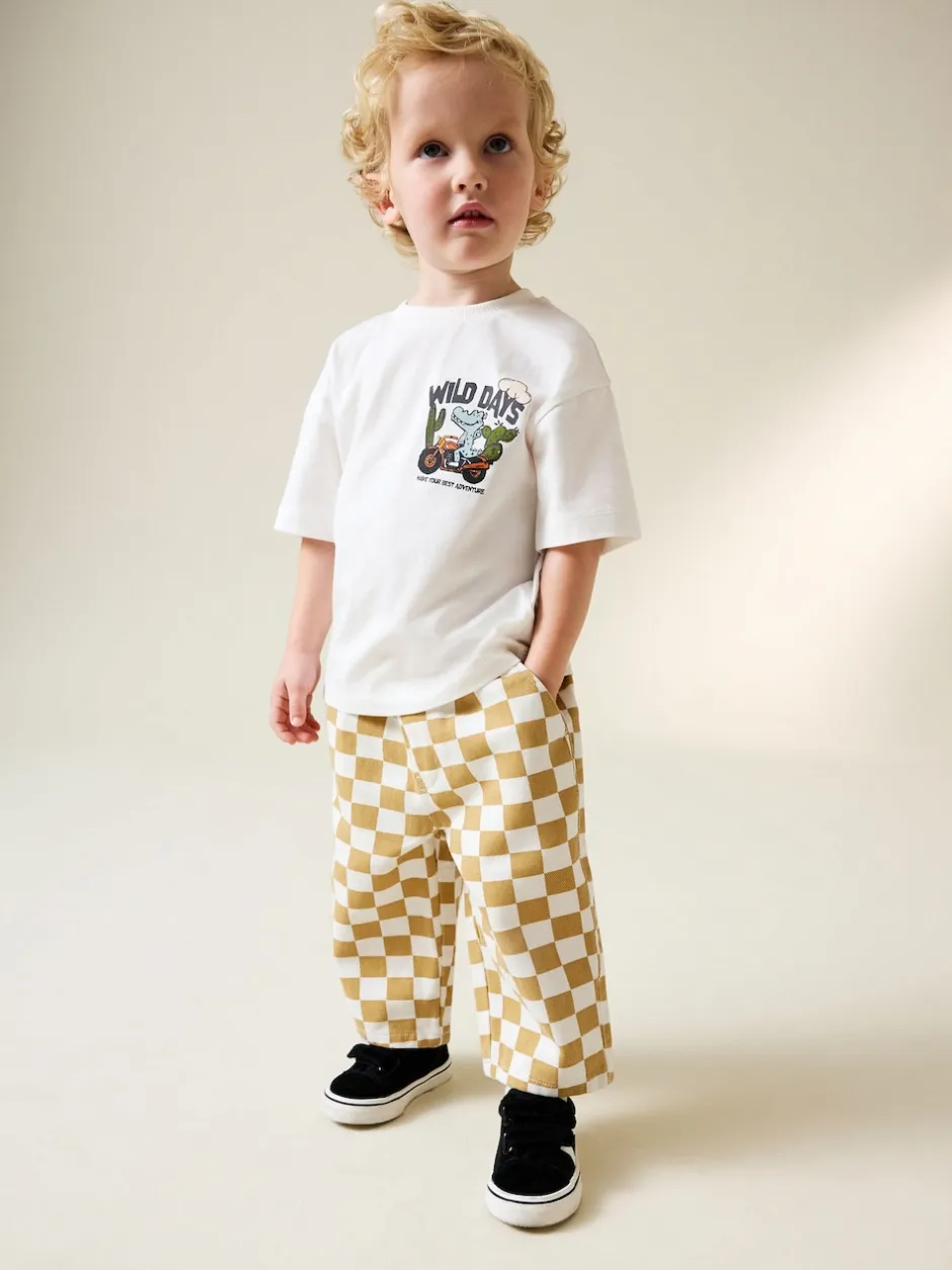 Next - Pantalon large à enfiler (3mois-7ans) Damier jaune/blanc Hot