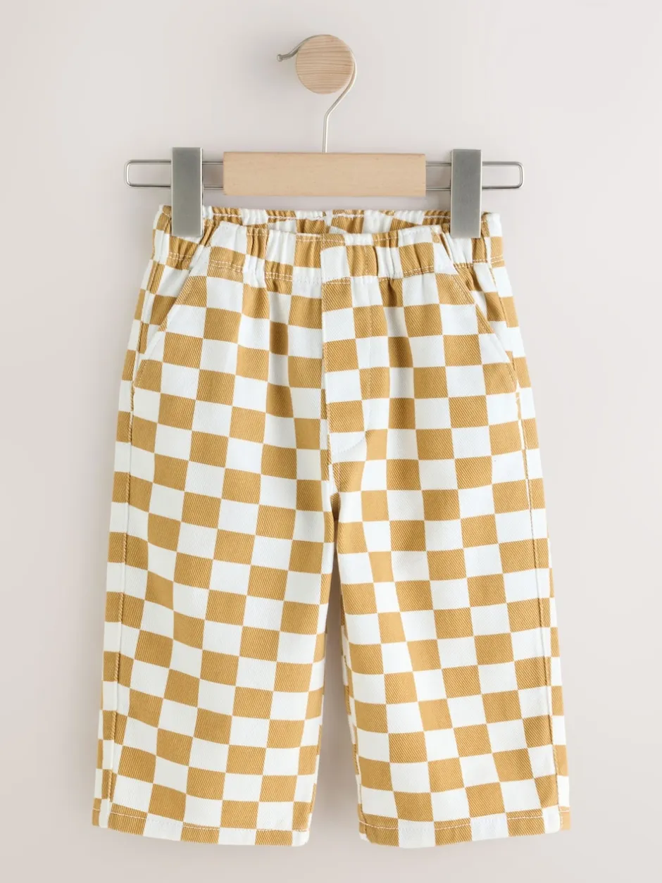 Next - Pantalon large à enfiler (3mois-7ans) Damier jaune/blanc Hot