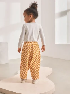 Next Damier orange - Pantalon jambe Barrel (3mois-7ans) Outlet