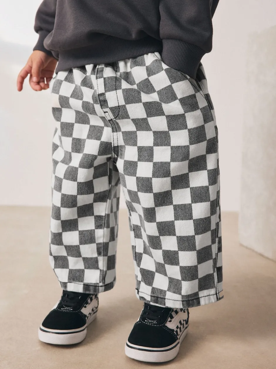 Next Damier/rayures bleues - Lot de 2 pantalons larges à enfiler (3mois7ans) Discount