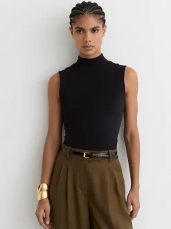 Reiss Débardeur Simone à col montant en coton extensible Discount