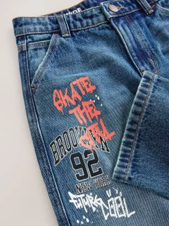 Next - Jean authentique (3-16ans) Denim bleu milieu imprimé Varsity Sale