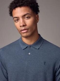 Next - Ajustement régulier - Polo Manches courtes Pique Denim chiné Online