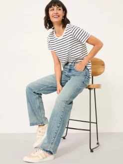 Fat Face Denim délavé à l’eau de Javel - Jean droit décontracté FatFace Hot