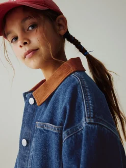 Next Denim Mid Blue - Veste à col en velours côtelé (3-16ans) Outlet
