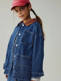 Next Denim Mid Blue - Veste à col en velours côtelé (3-16ans) Outlet