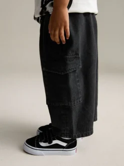 Next Denim noir - Ample Cargos à tirer 100% Cotton Jeans (3mths-7yrs) New
