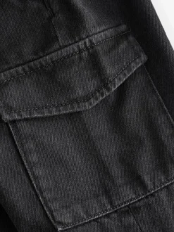 Next Denim noir - Ample Cargos à tirer 100% Cotton Jeans (3mths-7yrs) New
