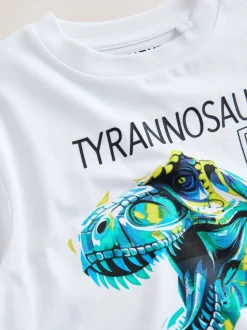 Next - T-shirt imprimé graphique à manches courtes coupe régulière (3-16ans) Dino blanc/bleu Discount