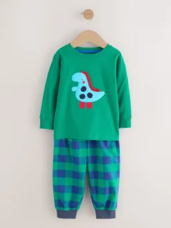 Next - Lot de 3 pantalons de pyjama tissés à carreaux (9mois-12ans) Dinosaure à carreaux rouge/bleu/vert Best