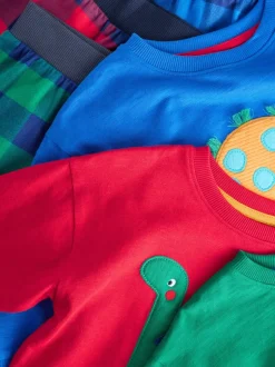 Next - Lot de 3 pantalons de pyjama tissés à carreaux (9mois-12ans) Dinosaure à carreaux rouge/bleu/vert Best
