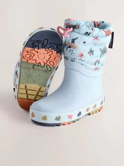 Next Dinosaure bleu - Bottes en caoutchouc Thinsulate doublées à revers Outlet