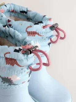 Next Dinosaure bleu - Bottes en caoutchouc Thinsulate doublées à revers Outlet