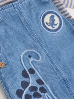 Next Dinosaure bleu - Ensemble salopette et body en jean bébé (0 mois-2 ans) Clearance