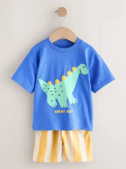 Next Dinosaure bleu - Ensemble T-shirt et short Manches courtes (3mths-7yrs) Hot