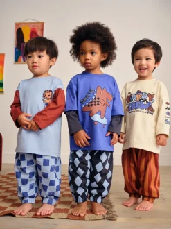 Next Dinosaure bleu/brun - Lot de 3 pyjamas oversize (9mois-10ans) Best