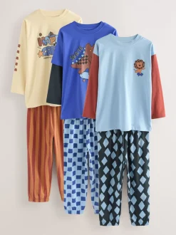 Next Dinosaure bleu/brun - Lot de 3 pyjamas oversize (9mois-10ans) Best
