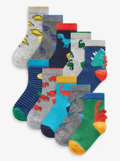 Next Dinosaure couleur vive - 10{Paquet de chaussettes en coton riche Best