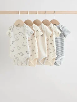 Next Dinosaure gris - Bodys pour bébés Manches courtes 5 Pack Outlet
