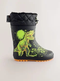 Next Dinosaure noir - Bottes en caoutchouc fourrées Sale