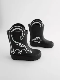 Next - Bottes de pluie à poignée Dinosaure noir à couleur changeante Sale