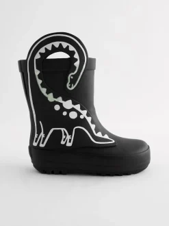 Next - Bottes de pluie à poignée Dinosaure noir à couleur changeante Sale