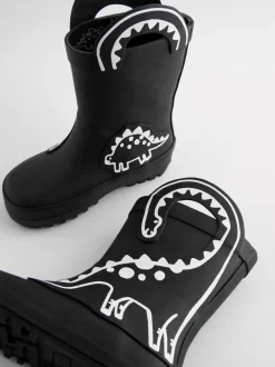 Next - Bottes de pluie à poignée Dinosaure noir à couleur changeante Sale