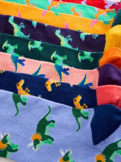 Next - Paquet de chaussettes à motifs 8 Dinosaure rouge vif/bleu/Orange Sale
